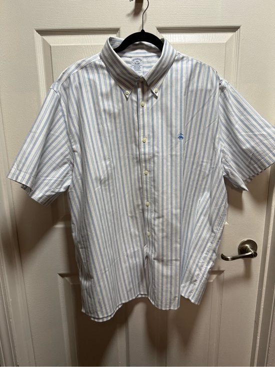 Brooks Brothers Other - Brooks Brothers Light Blue and White Striped Short-Sleeve Button-Down Shirt